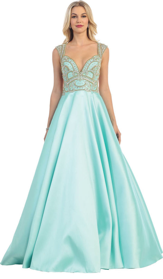 Sleeveless Sequin Embellished Evening Ballgown