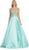 May Queen - RQ7392 Sleeveless Sequin Embellished Evening Ballgown In Blue