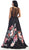 Sleeveless Floral Print Satin Evening Gown