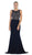 Bateau Neck Beaded Jersey Evening Gown