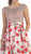 Beaded Cap Sleeve and Floral A-line Evening Dress