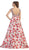 Beaded Cap Sleeve and Floral A-line Evening Dress