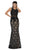 Sleeveless Embellished Lace Sheath Evening Gown
