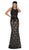 May Queen - RQ7460 Sleeveless Embellished Lace Sheath Evening Gown In Black