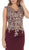 Metallic Lace Embroidered V-Neck Sheath Evening Dress