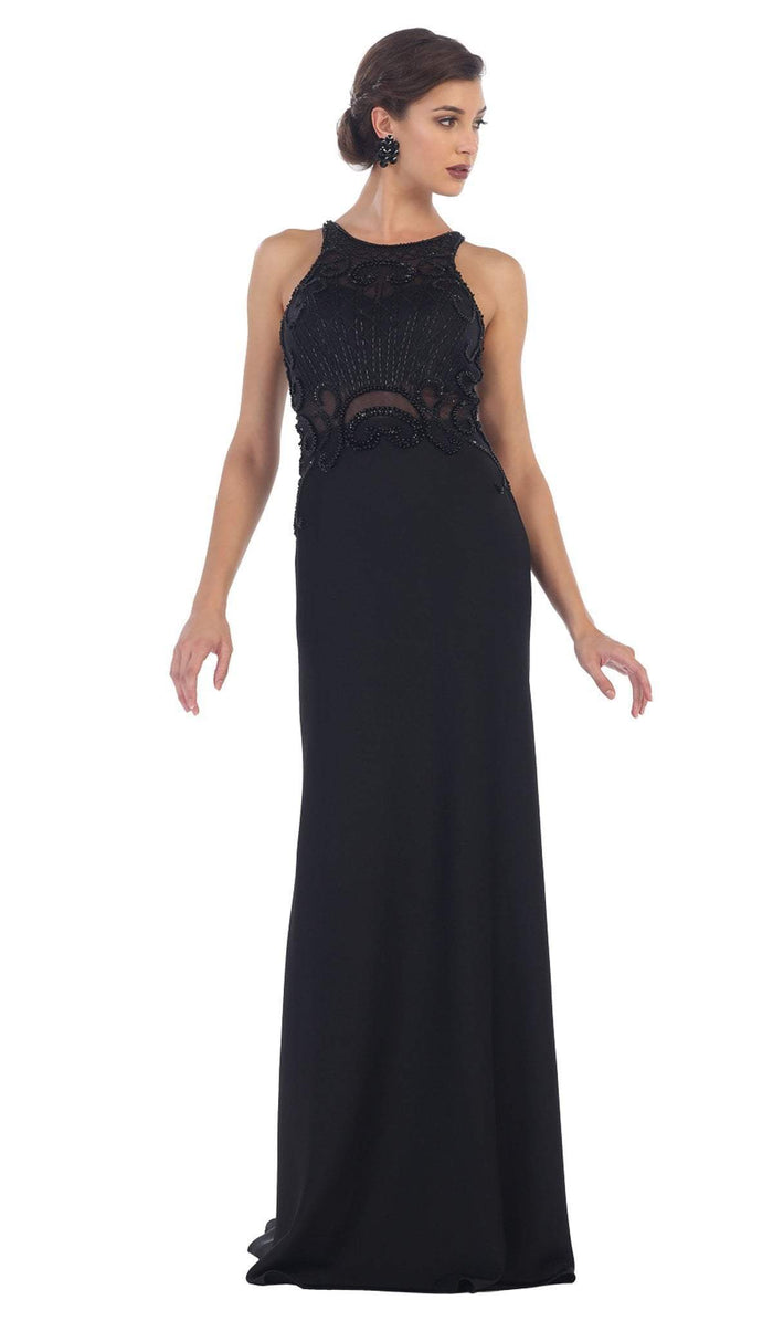 Sleeveless Embellished Jersey Evening Gown