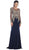 Gold Lace Illusion Scoop Sheath Prom Dress