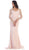 May Queen - RQ7483 Sheer Pearls and Rhinestone Mesh Evening Gown In Pink