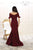 May Queen - RQ7491 Off-Shoulder Pleated Mermaid Dress  in Red