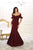 May Queen - RQ7491 Off-Shoulder Pleated Mermaid Dress  I Red