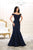 May Queen - RQ7493 Laced Off Shoulder Mermaid Dress In Blue