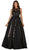 Embroidered Sleeveless Mesh Satin Evening Gown