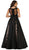 Embroidered Sleeveless Mesh Satin Evening Gown
