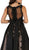 Embroidered Sleeveless Mesh Satin Evening Gown