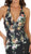 May Queen - RQ7529 Deep V-Neck Floral Print Mermaid Evening Gown In Black