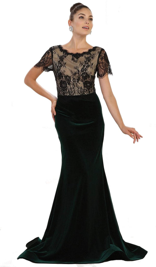 Lace Bateau Sheath Evening Dress