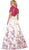 Two Piece Embellished Floral Print Evening Ballgown