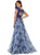 Two Piece Beaded Lace Floral Print Evening Gown