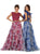 Two Piece Beaded Lace Floral Print Evening Gown