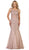 Beaded Lace Square Neck Trumpet Evening Dress