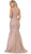 Beaded Lace Square Neck Trumpet Evening Dress