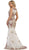 Multi-Colored Floral Lace Bateau Sheath Evening Gown