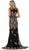 May Queen - RQ7545 Multi-Colored Floral Lace Bateau Sheath Evening Gown