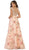 Cap Sleeve Floral Embellished A-line Evening Gown