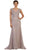 Embellished Cap Sleeve Illusion Bateau Sheath Evening Dress