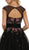 Sheer Beaded Cap Sleeves A-line Cocktail Dress