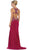 May Queen - Bejeweled Illusion Halter Sheath Evening Dress