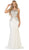 May Queen - Bejeweled Illusion Halter Sheath Evening Dress