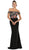 Floral Applique Off-Shoulder Fitted Evening Dress