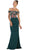May Queen - RQ7564 Floral Applique Off-Shoulder Fitted Evening Dress