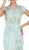 Short Sleeved Floral Embellished Sheath Mother of the Bride Gown
