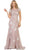 Short Sleeved Floral Embellished Sheath Mother of the Bride Gown