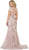 Short Sleeved Floral Embellished Sheath Mother of the Bride Gown
