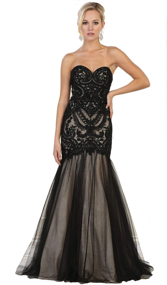 Strapless Sweetheart Beaded Mermaid Prom Gown