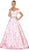 Off-Shoulder Floral Print A-line Prom Gown