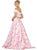 Off-Shoulder Floral Print A-line Prom Gown