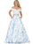 Off-Shoulder Floral Print A-line Prom Gown