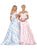Off-Shoulder Floral Print A-line Prom Gown