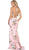 Haltered Floral Print Sheath Evening Gown with Side Slit