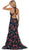Plunging V-neck Floral Sheath Evening Gown
