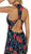 Plunging V-neck Floral Sheath Evening Gown
