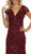 May Queen - RQ7585 Plunging V-neck Embellished Trumpet Mother of the Bride Gown
