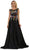 Cap Sleeves Floral Appliqued A-line Evening Gown