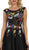 May Queen - Cap Sleeves Floral Appliqued A-line Evening Gown RQ7587 In Black and Multi-Color