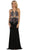 Beaded and Embroidered Sleeveless Sheath Evening Gown