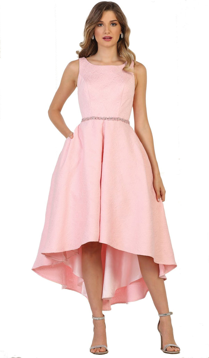 Embellished Bateau High Low A-line Cocktail Dress